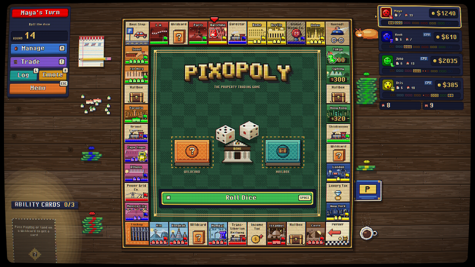 Screenshot: board table